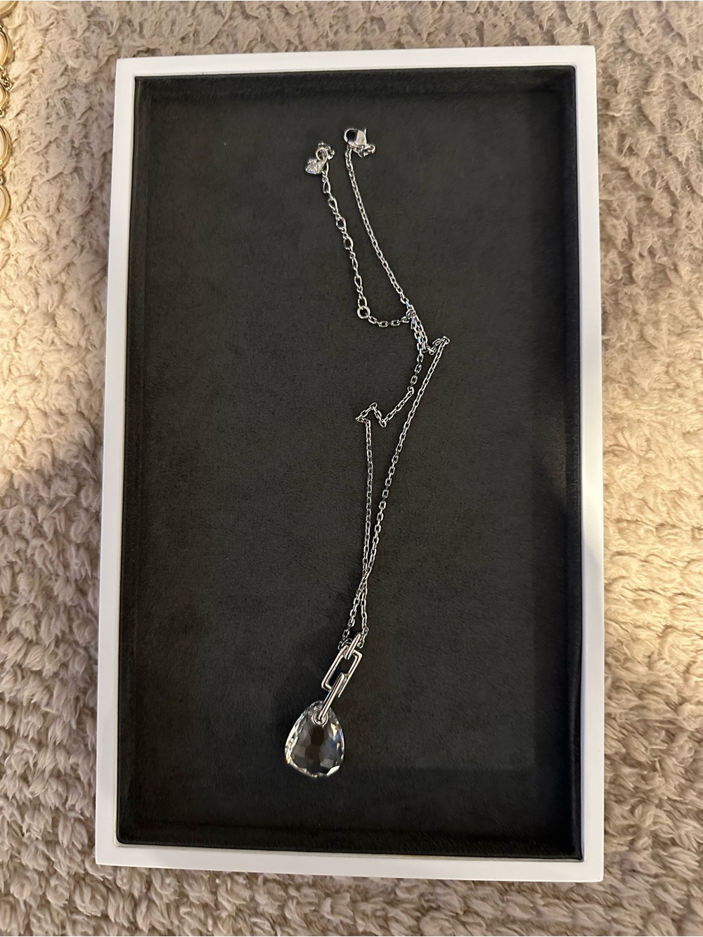 Swarovski Silver Teardrop Crystal Pendant Necklace